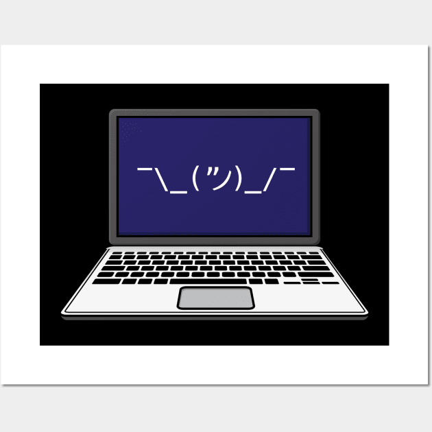 Funny laughing computer - Ascii art - Smiling Laptop Wall Art by Shirtbubble
